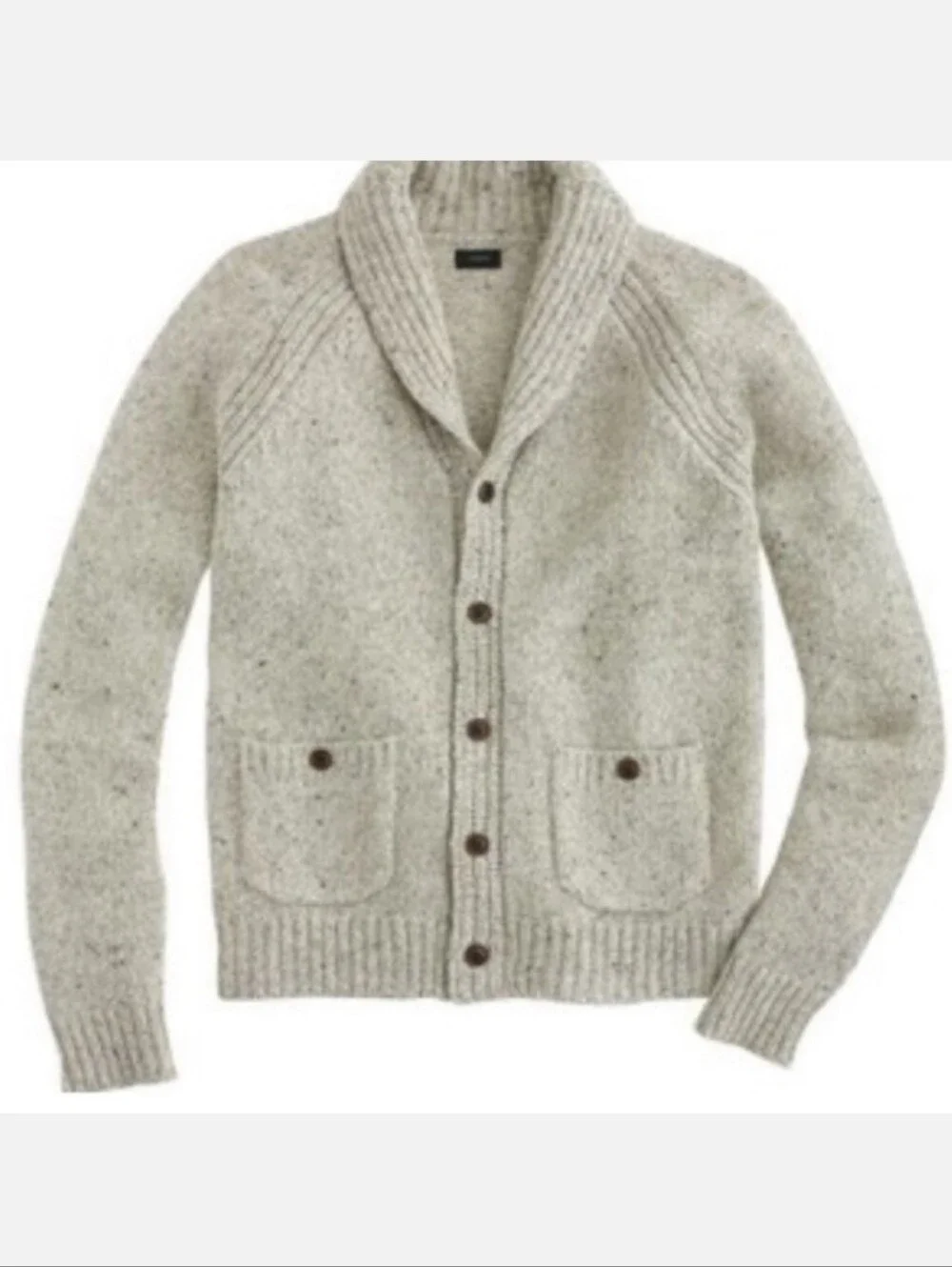 J.Crew Wool Blend Shawl Collar Cardigan Sweater Tweed Beige S #22